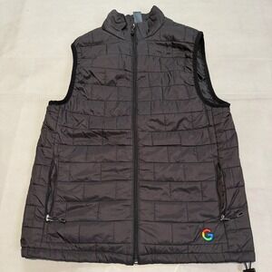 Google Corporate Employee Worker Men Black Quilt Puffer Vest Zip G Logo-M-7309